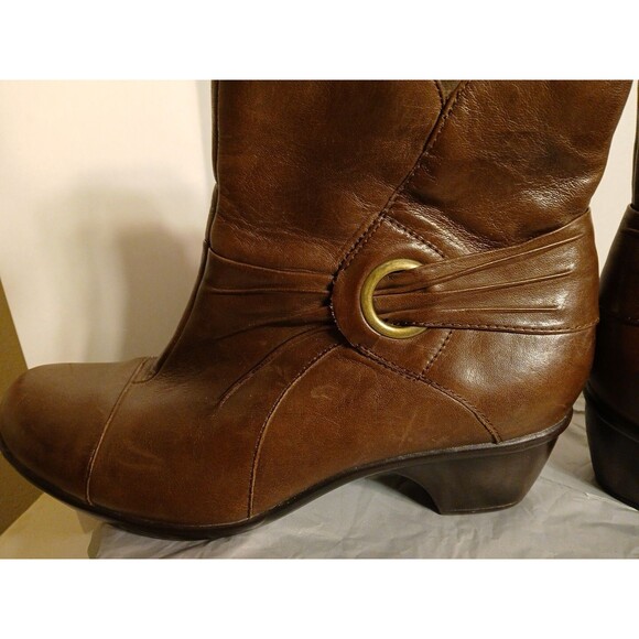 Clarks Roseabelle Bendable Brown Leather Zip Block Heel Ankle Boots Womens 9.5M - Picture 3 of 16